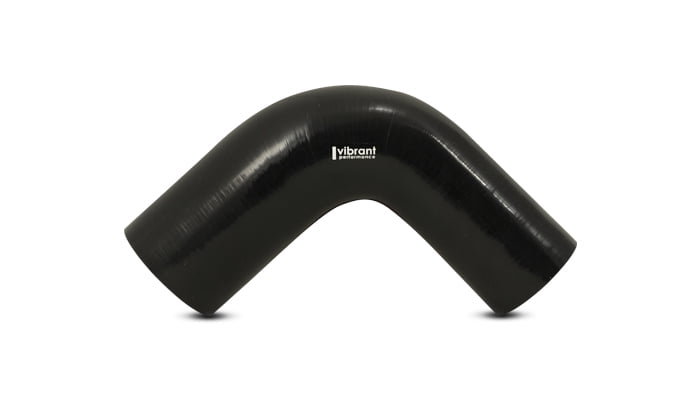 Vibrant 2in ID x 3in ID x 4in Long Gloss Black Silicone 90 Degree Transition Elbow main image 1