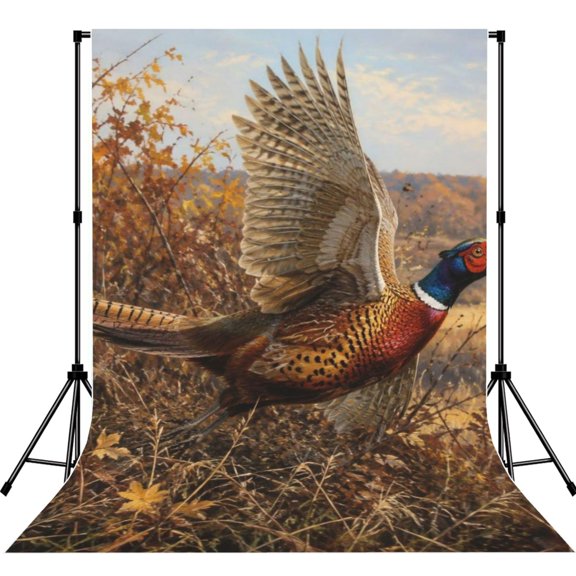 Vibrant Pheasant Taking Flight Poster Photography Backdrop 5x7Ft Background for Photo Studio Video Recording Birthday Party Wedding Home Decor