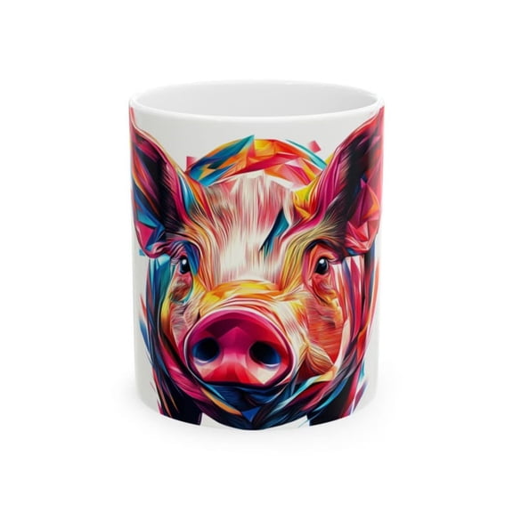 Vibrant Pig Areramic Mug Colorful Farmhouse Kitchenware.