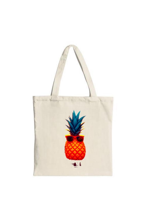 Vibrant Pineapple Tote Bag - Canvas Reusable Fun Design with Sunglasses Perfect for Parties Travel & Shopping
