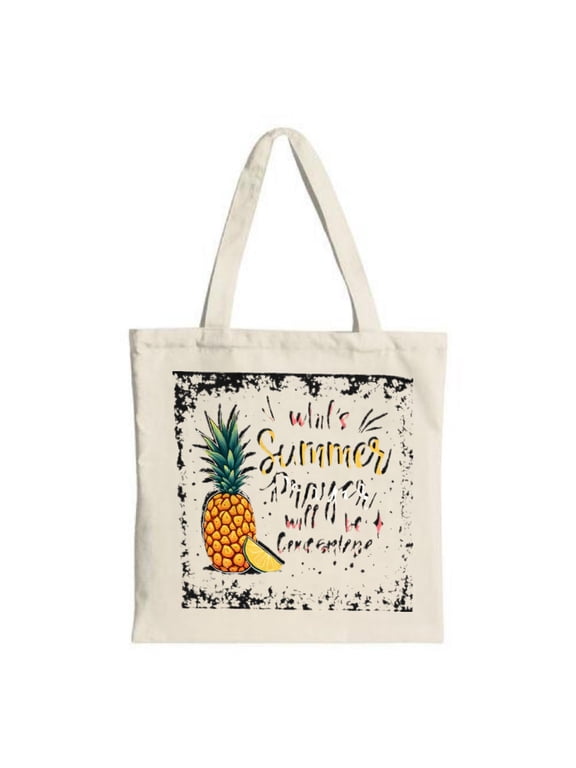 Vibrant Pineapple Tote Bag - Hand - Drawn Rustic Design Perfect for Summer Parties Travel & Shopping - Eco-Friendly Canvas Bag