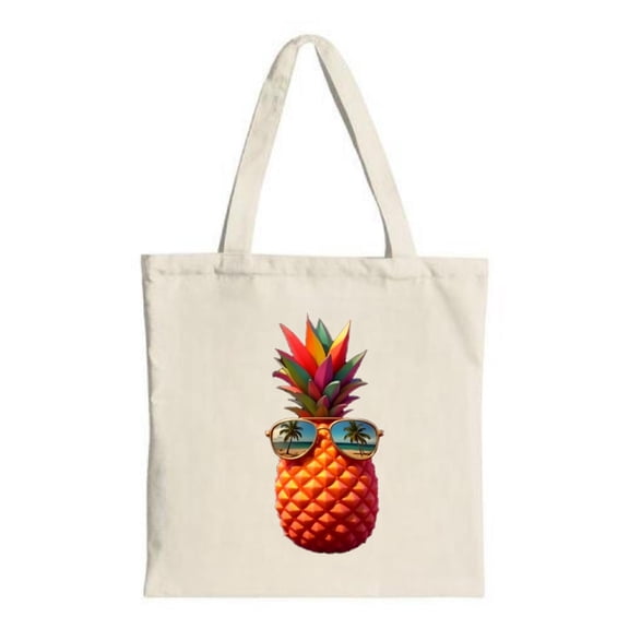 Vibrant Pineapple Tote Bag with Sunglasses & Tropical Beach Design - Perfect Canvas Bag for Parties Travel & Shopping