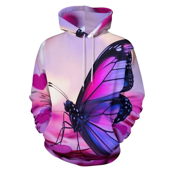 Vibrant Pink Butterfly on Hearts-1 3D Print Hoodie Men Women Autumn Thin Pullover Sweatshirt Vintage Streetwear Tops