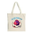 thumbnail image 1 of Vibrant Pink Fish Tote Bag with Colorful Underwater Plants & Flowers ' ACQUARIUM ' in Blue Perfect for Shopping & Travel, 1 of 4
