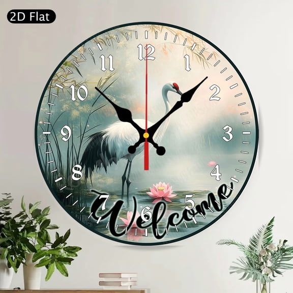 Vibrant Pink Flamingo Tropical Artistic Round Wall Clock Silent Non-Ticking Decor