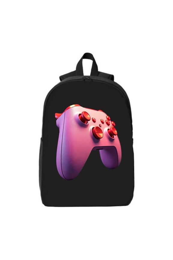 Vibrant Pink Gaming Controller Design Laptop Backpack for College & High School - Fits 15 " Laptop & iPad Stylish Black Background Perfect for - & -