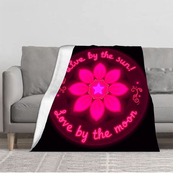 Vibrant Pink Mandala Flannel Blanket - Soft Cozy and Warm for Sofa Travel Bed and Chair - Mystical Design for Tranquility