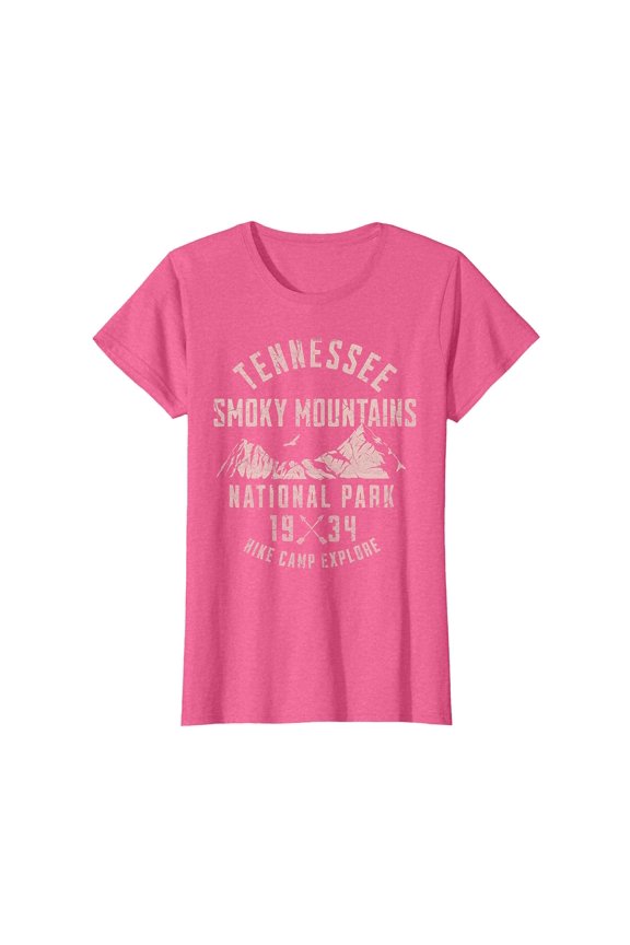 Vibrant Pink Smoky Mountains National Park T-Shirt for Nature Lovers