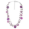 thumbnail image 1 of Vibrant Pink Tones Pearl and Zebra Pattern Seashells Multi-Strand Necklace, 1 of 5