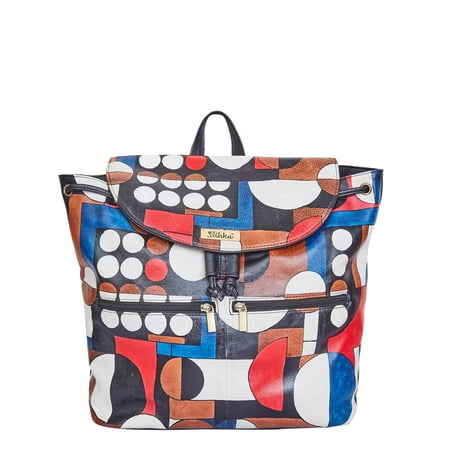 Sishka Vibrant Polka Dot Hand-Painted Leather Ladies Bags – Artistic Backpack with Drawstring & Flap Closing for Women
