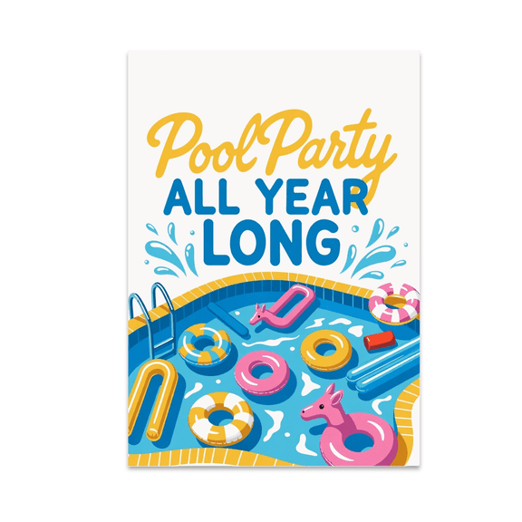 Vibrant Pool Party Art - Summer Decor Enthusiast - 13x19 Poster Print