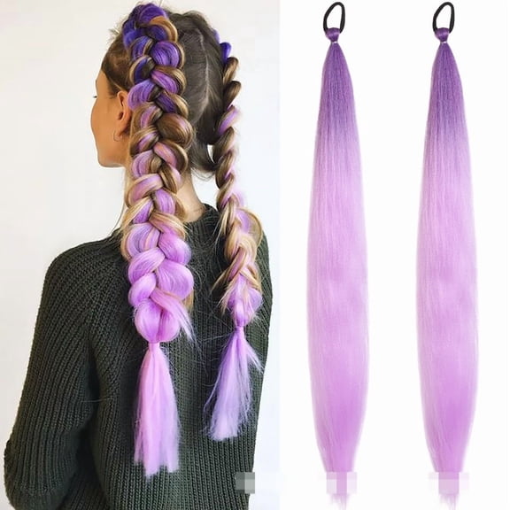 Vibrant Pre Stretched Braiding Hair Extensions 26 Inch Synthetic for Stage Party Halloween Costume Cosplay (Colorful, Pack of 2)