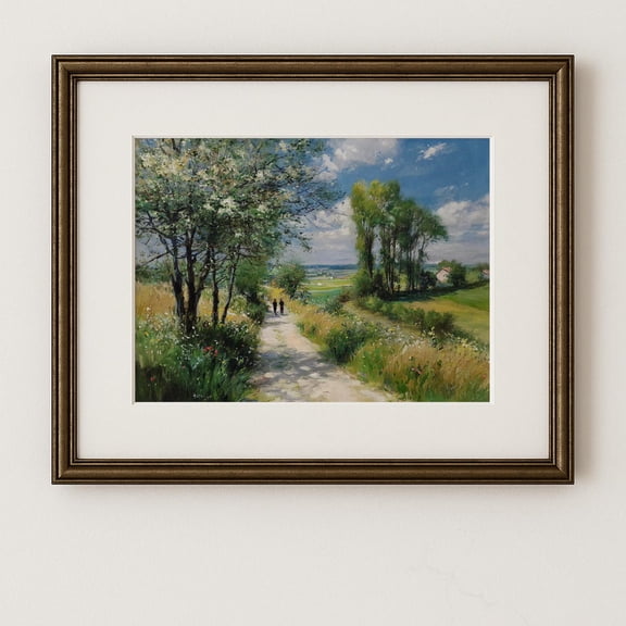 Vibrant Print Poster Countryside Path Rustic Summer Landscape Art, Earthy Cottagecore Decor, Charming Outdoor Scene Wall Art 38, Size 8x12 UNFFRAMED F03.1.7l98
