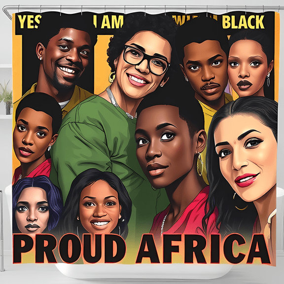Vibrant 'Proud Africa' Shower Curtain - Celebrate Black Heritage with Bold Graphics & Colors