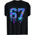 thumbnail image 1 of Vibrant Psychedelic Dripping Number 67 Unisex Short Sleeve Graphic T-Shirt, 1 of 6