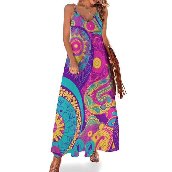 Vibrant Psychedelic Paisley Pattern Design Sleeveless Dress Woman Fashion Long Dresses Women's Summer Suit Dress Summer 2025 Women