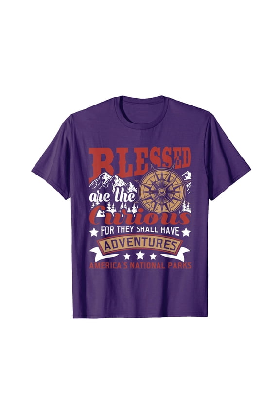 Vibrant Purple Mountain Adventure T-Shirt for Hiking & Camping Enthusiasts