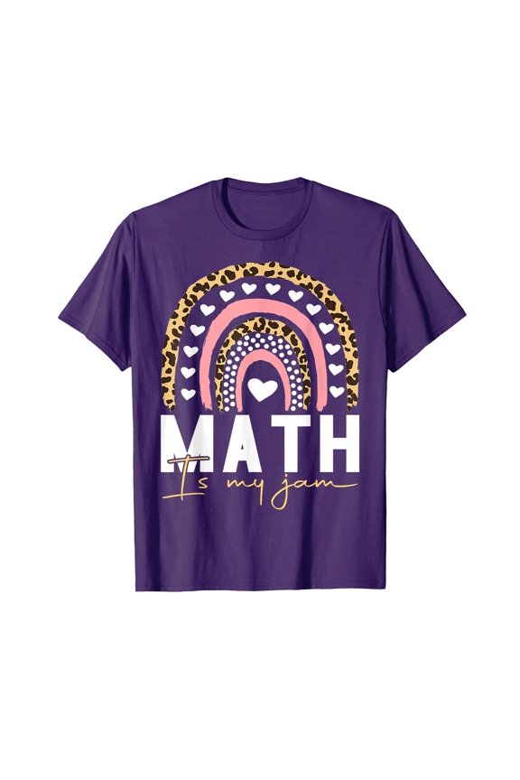 Vibrant Purple Rainbow Design T-Shirt for Math Enthusiasts - Perfect Gift for Teachers