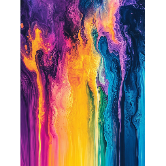Vibrant Rainbow Abstract Fluid Painting Canvas Art Suitable for Living Room Bedroom Office Hallway and Bathroom Decor.