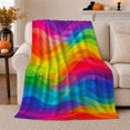 thumbnail image 1 of Vibrant Rainbow Abstract Wavy Stripe, Dramatic Artistic Scene, Warm Flannel Blanket for Living Room and Bedroom, Art Lovers Housewarming Gift, Artistic Home Decor, 1 of 9