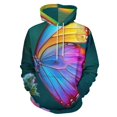 thumbnail image 1 of Vibrant Rainbow Butterfly Print Men's Women Vintage 3D Hooded Sweatshirt - All-Season Loose Fit Streetwear, 1 of 6