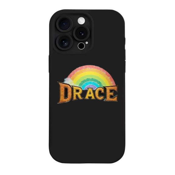 Vibrant Rainbow Design iPhone 15 Pro Case - Lightweight Yellowing Resistant Sleek Modern Style with ' DRACE ' in Gold Letters