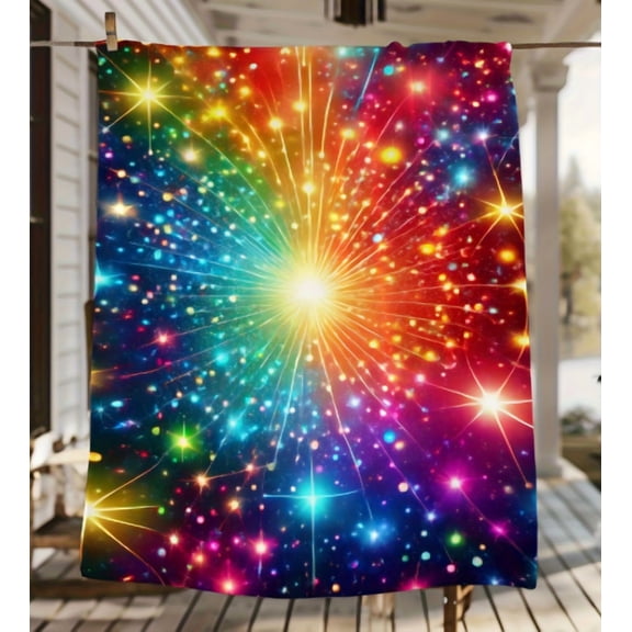 Vibrant Rainbow Galaxy Pattern Throw Blanket – Soft Cozy Oversized Comforter for Couch, Bed, or Sofa, Perfect for Relaxing at Home or Adding a Cosmic Touch to Any Room