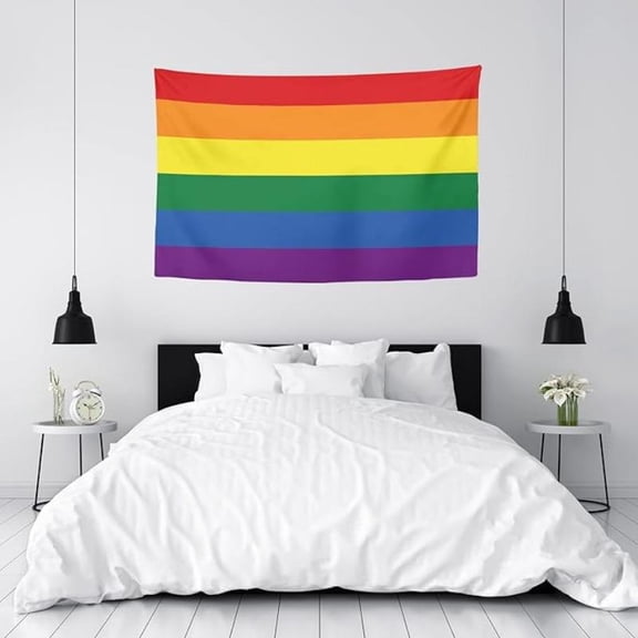 Vibrant Rainbow Gay Pride Flag Tapestry - Durable Polyester, ,for Bedroom, Living Room, Dorm Decor - Horizontal, Graphic Landscape Design, Gifts for The Gays Gift
