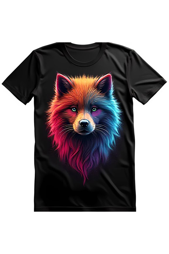 Vibrant Rainbow Head Graphic on Black T-Shirt Bold & Unique Design
