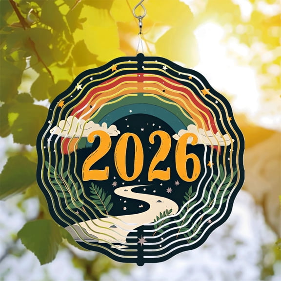 Vibrant Rainbow Metal Hanging Wind Spinner with Clouds & Stars - Whimsical Garden Decor for 2026 Perfect for Yard & Outdoor Spaces