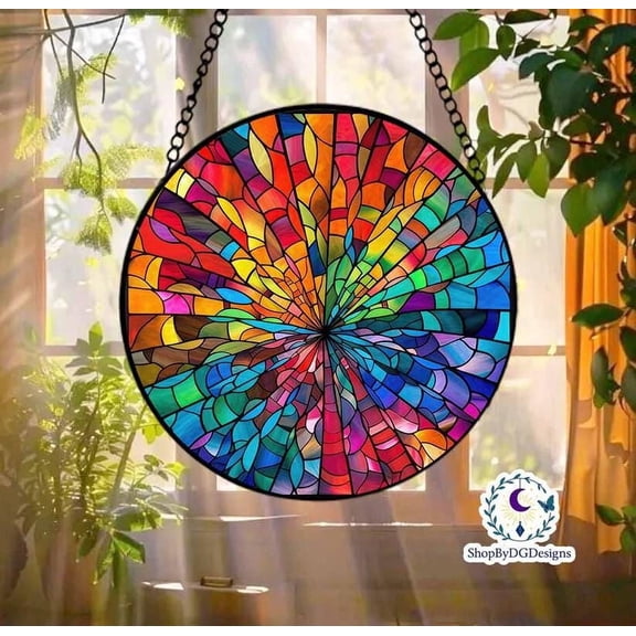 Vibrant Rainbow Stained Glass Suncatcher, Colorful Pop Art Design, Home Décor, Perfect for Celebrating Pride, LGBTQIA+ Gifts, and Equality 4303515630