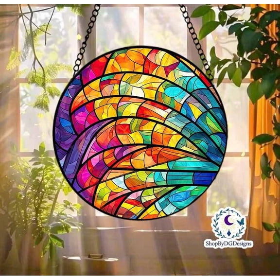 Vibrant Rainbow Stained Glass Suncatcher, LGBTQ+ Pride Decor, Colorful Equality Window Art, Perfect Gift for Pride Month, Love is Love 4303520995