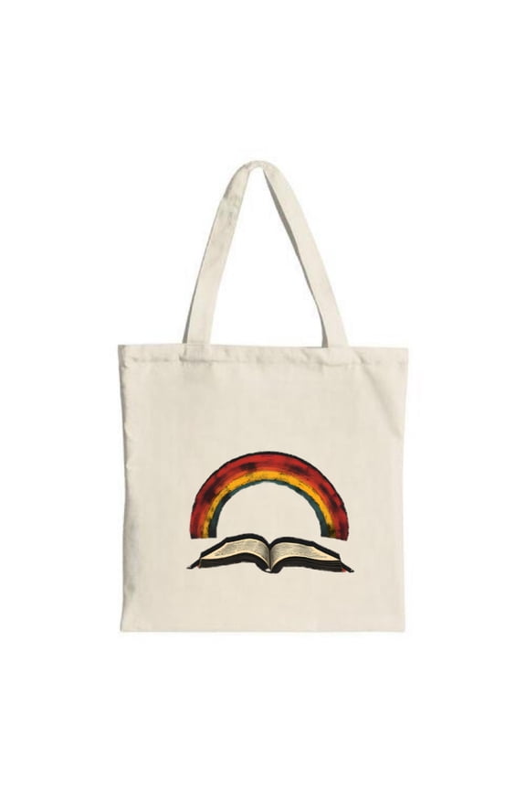 Vibrant Rainbow Tote Bag - Stylish Canvas Bag with Open Book Design Perfect for Shopping Travel and Parties