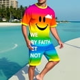 thumbnail image 1 of Vibrant Rainbow Two-Piece Set: Short - Sleeve Shirt Text Coordinating Shorts - Outfit, 1 of 5