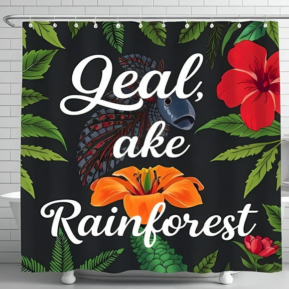 Vibrant Rainforest Shower Curtain with Colorful Fish & Flowers - Tropical Decor for Your Bathroom