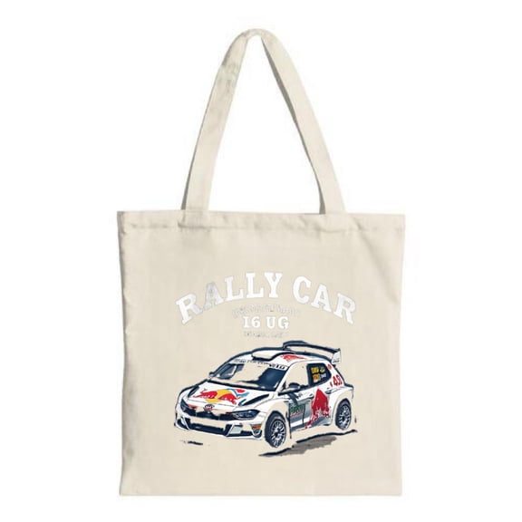 Vibrant Rally Car Tote Bag - Canvas Multifunctional Reusable Shopping Bag with Detailed Design Perfect for Travel & Parties