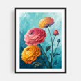 thumbnail image 1 of Vibrant Ranunculus Bloom - Painting Floral Flowers Botanical Watercolor Nature Garden Illustration Black Framed Wall Art Print 11 x 14 inches, 1 of 3
