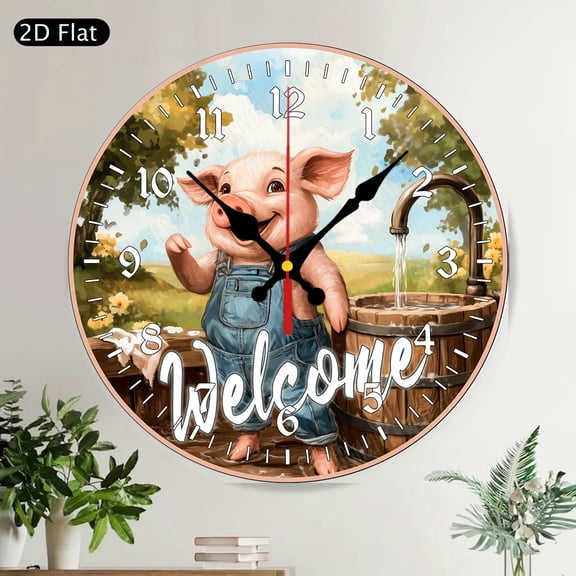 Vibrant Red Cardinal Bird Welcome Round Wall Clock, Silent Non-Ticking Decorative Home Decor