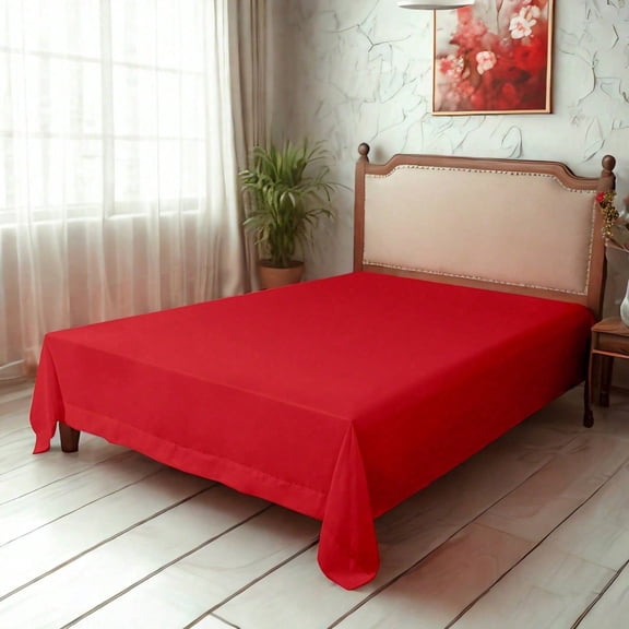 Vibrant Red Flat Sheet – Soft Microfiber, Durable And Machine Washable
