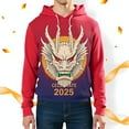 Vibrant Red Gradient 3D Dragon Hoodie with Design Celebrate 2025