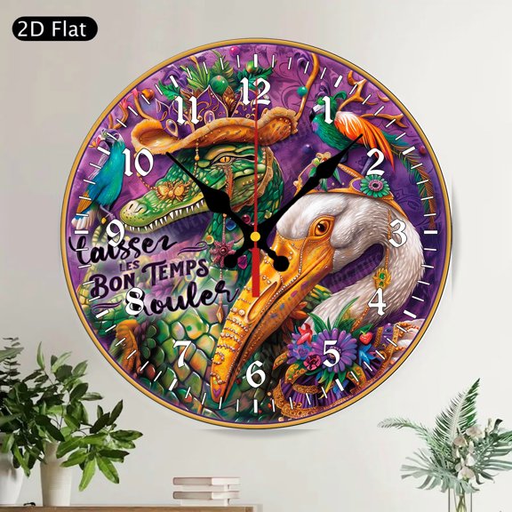 Vibrant Red Green Apples Harvest Round Wall Clock Silent Farmhouse Kitchen Decor