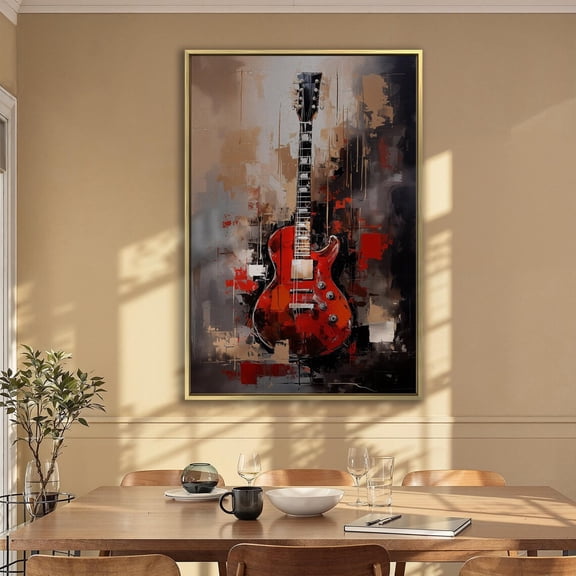 Vibrant Red Guitar Poster On Musical Wall Decor For Music Lovers Musicians And Artists Musical Instruments Wall Art Home Decor, 24x36 UNFRAMED