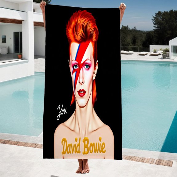 Vibrant Red Hair & Bold Makeup Design Beach Towel - Stylish Pool & Travel Towel with Striking Pattern for Swimming & Bathing