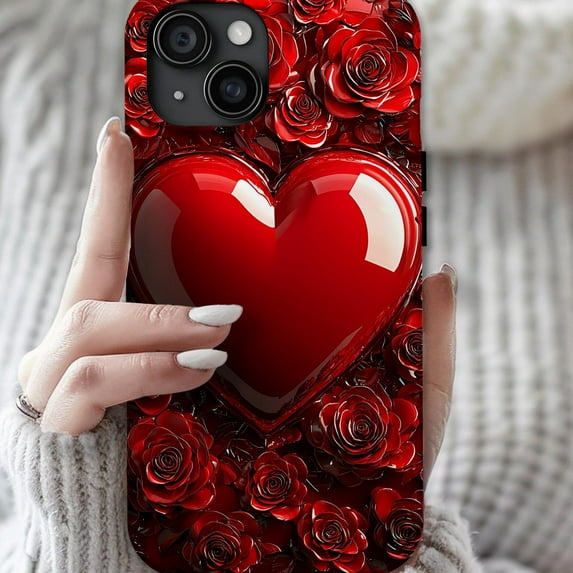 Vibrant Red Rose Heart Valentine's Phone Case with iPhone 17 to 11 Pro Max