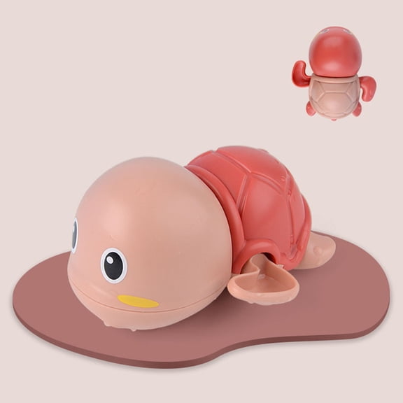 Vibrant Red Swimming Wind Up Turtle Kids Bathroom Water Play Toy, Toddler Daily Shower Time Distraction Interactive Paddling Pool Play Routine, Non Toxic BPA Free Smooth Floating Games For Baby Girls