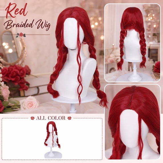 Vibrant Red Synthetic Character Wig Wonderland Red Wig for Halloween Costume Party Role Play and Themed Event Accessory