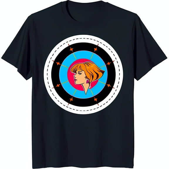 Vibrant Retro Graphic Black T-Shirt with Bold Colors & Design