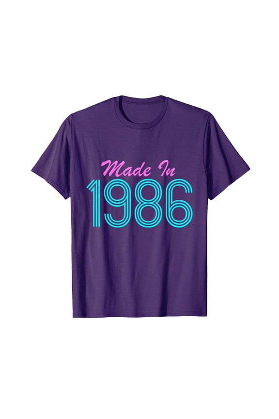 Vibrant Retro 'Made In 1986' T-Shirt | Perfect for 80s Birthday Celebrations