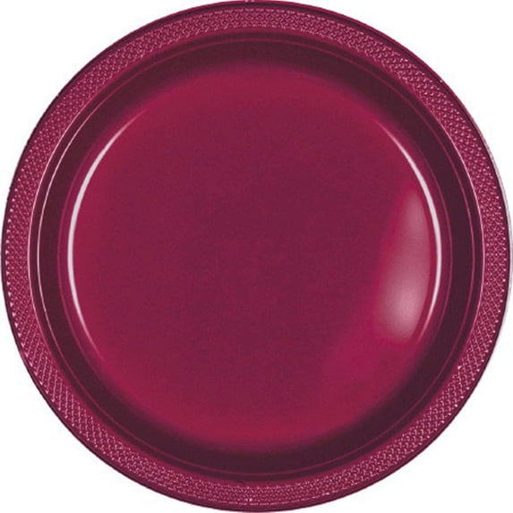 Vibrant Round Berry Red Plastic Plates - 7" (Pack of 20) - Premium Quality Design, Ideal for Any Event or Party