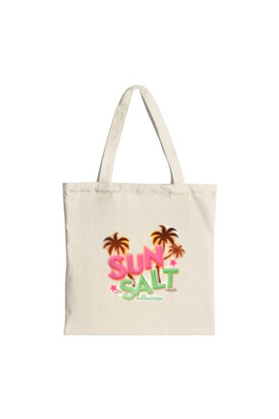 Vibrant " SUN SALT " Tote Bag with palm trees and stars perfect for summer vibes Ideal for shopping travel and parties